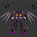 Purple and Orange Mechanical Robot Game Movie Character With Wings and Claws