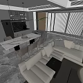 Modern Living and Dining Room Interior With Sofa Dining Table Chairs And Natural Light