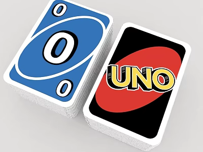 UNO Themed Doll Featuring Blue Zero Card And Red Circle Design Details 3d model