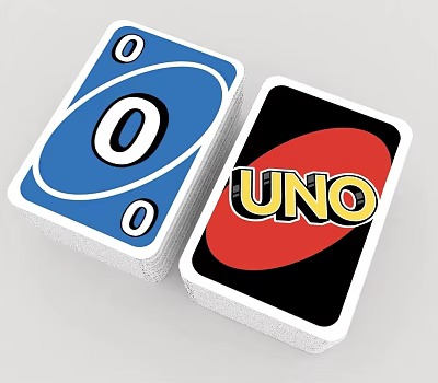 UNO Themed Doll Featuring Blue Zero Card And Red Circle Design Details 3d model