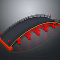 Black Arch Bridge Model Equipment with Red Supports and Yellow Accents