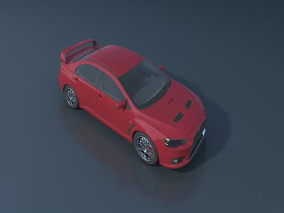 Red Sports Car With Aerodynamic Body Rear Spoiler And Black Alloy Wheels 3d model
