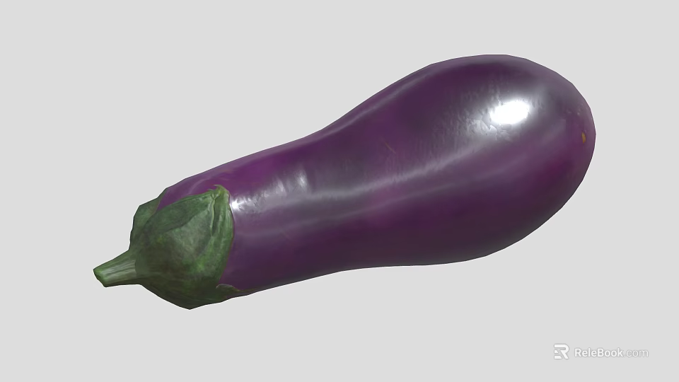 Fresh Purple Eggplant With Shiny Skin And Green Stem For Healthy Diet Options 3d model 