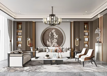 New Chinese Living Room 3d model