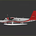 White And Red Twin Engine Seaplane With Floats Against Dark Background 3d model