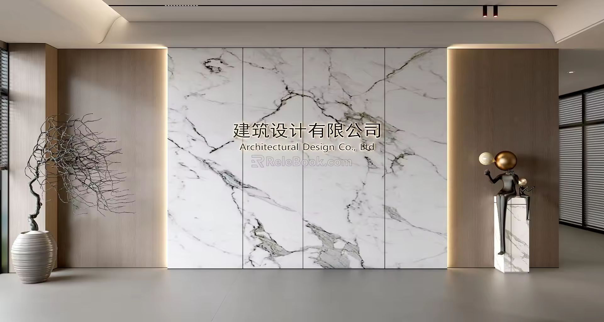 Modern Front Desk Background Wall Simple Background Wall Front Desk Reception Area Background Wall Company Front Desk Background Wall 3d model