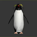 Cute Penguin Character With Yellow Eyebrows Red Beak And Pink Feet
