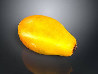 Ripe Yellow Mango on Dark Surface with Reflection 3d model