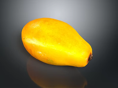 Realistic style papaya papaya fruit yellow fruit smooth texture fresh fruit brown seeds white background 3d model