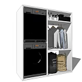 Laundry Room Design With Stackable Washing Machine Dryer Hanging Clothes Detergent Bottles And Baskets 3d model