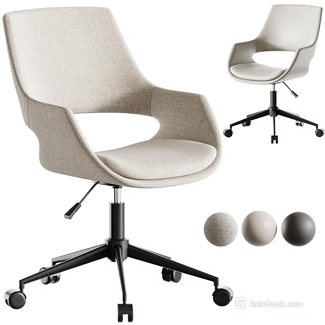Modern Fabric Office Chair With Ergonomic Armrests Swivel Casters And Three Color Options 3d model 