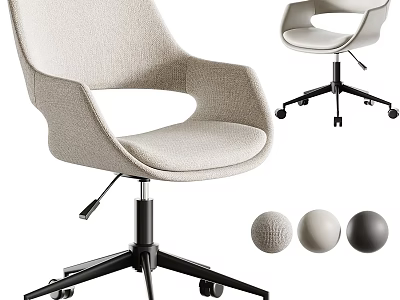 Modern Fabric Office Chair With Ergonomic Armrests Swivel Casters And Three Color Options 3d model
