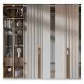 Elegant Modern Wardrobe With Vertical Striped Doors And Metal Handles