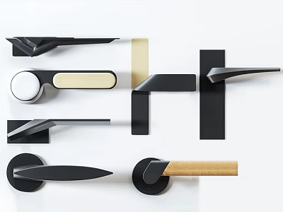 Modern Door Handles With Sleek Designs And Various Shapes For Home Decor 3d model