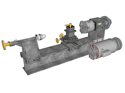 Industrial Lathe Machine with Metal Base Motor Spindle Tool Holder and Guide Rails 3d model