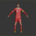 Men's Red Bayern Munich Soccer Jersey Number 25 With Yellow Athletic Shoes