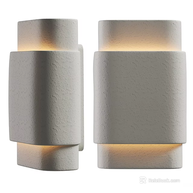 Modern Double Textured Concrete Wall Lamps With Warm Glow And Minimalist Design 3d model 