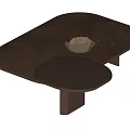 Modern Coffee Table Featuring Irregular Dark Top Decorative Bowl And Black Beads