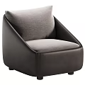 Sleek Single Sofa With Brown Leather Frame And Gray Fabric Seat Cushion