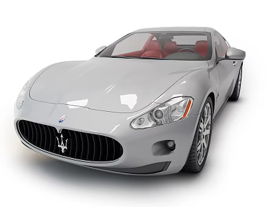 Silver Maserati Sports Car With Red Leather Seats And Sleek Exterior Design 3d model