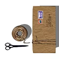 Decorative Ornament Set with Paper Wrapped Box Natural Jute Rope and Black Scissors
