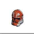 Orange And White Clone Trooper Helmet With Blue Accents And Ventilation Ports