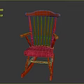 Elegant Red Wooden Rocking Chair With Soft Pink Cushion And Classic Design