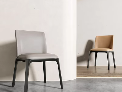 Modern Gray And Brown Dining Chairs With Black Legs And Simple Design 3d model