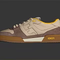 Stylish Low Top Casual Sports Shoes With Pastel Pink Tan Yellow And White Color Accents