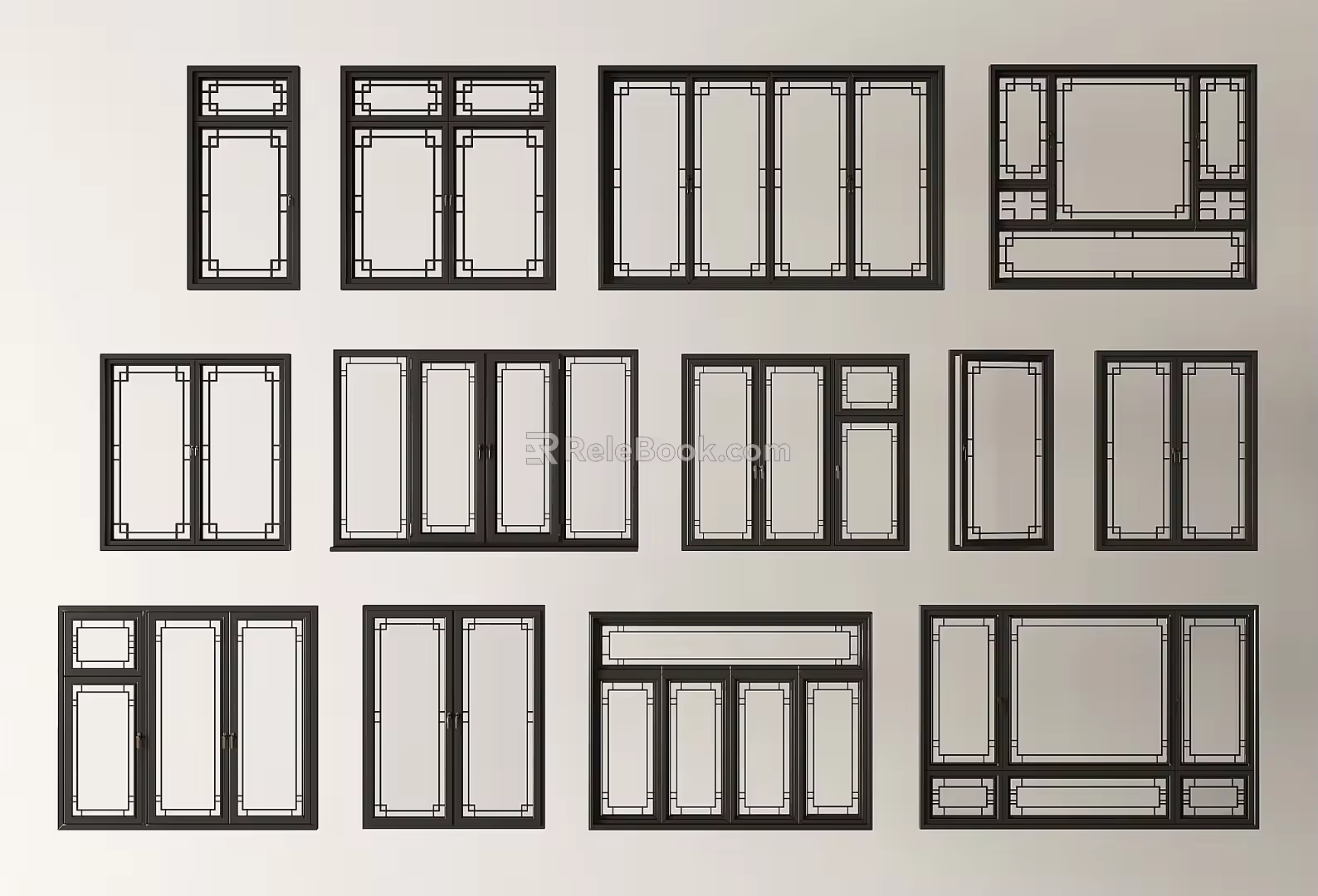 Chinese-style window new Chinese-style window antique window casement window bay window floor-to-ceiling window 3d model