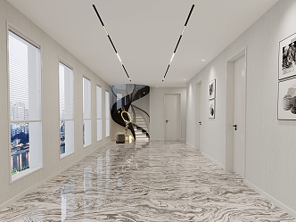 Hotel aisle 3d model