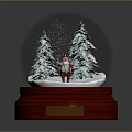 Decorative Snow Globe Ornament Set With Santa Claus Pine Trees And Red Lenox Base