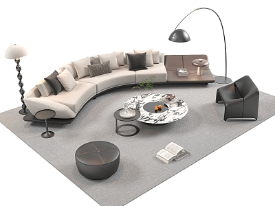 Modern sofa coffee table combination model