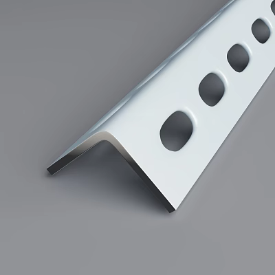 White L Shaped Metal Angle Steel With Circular Holes For Construction 3d model