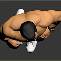 Game Movie Character Shirtless Muscular Male In Blue Jeans And White Sneakers With Confident Stance