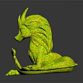 Vibrant Blue And Purple Mythical Creature With Horn Mane And Tail Sculpture