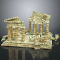 Ancient Temple Ruins Architectural Model With Stone Columns And Broken Walls 3d model