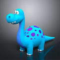 Cute Blue Cartoon Dinosaur Character With Purple Spots And Friendly Look