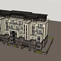 Modern Classical Residential Building With Symmetrical Facade And Decorative Top Floors