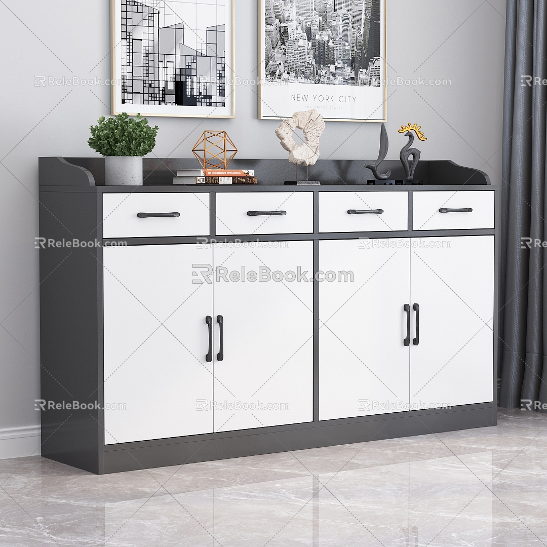 Sideboard Ornaments Green Planting 3d model