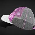 Pink Glitter Hat With Smiley Face Designs Mesh And White Brim