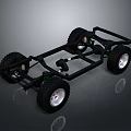 Off Road Car Chassis With Black Frame Large Tires And Silver Rims