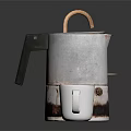 Vintage Metal Kitchen Appliances With Copper Accent Coffee Maker And White Mug