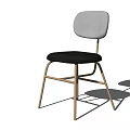 Modern Minimalist Leisure Chair With Gray Upholstered Back Dark Gray Seat And Gold Metal Frame