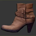 Stylish Brown Leather Ankle Boots With Buckled Straps And High Heel