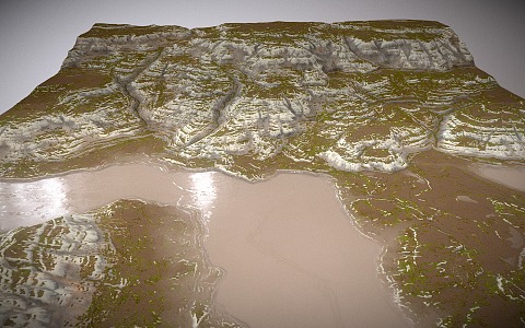 mountain lake terrain canyon terrain 3d model