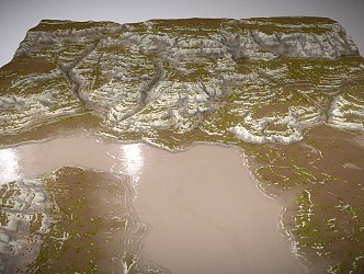 mountain lake terrain canyon terrain 3d model