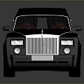 Black Luxury Limousine With Extended Body Chrome Grille And Red Interior