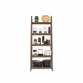 Decorative Ornaments Set with White Jars Bowls and Gold Accents on Wooden Shelf