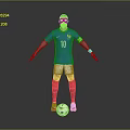 Man in Blue Football Jersey Number 10 White Shorts Red Socks Goggles with Soccer Ball